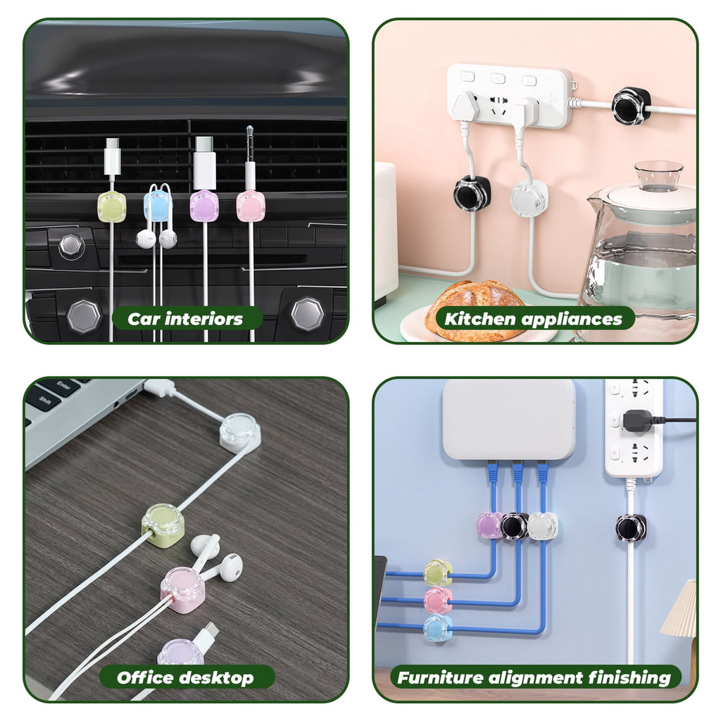 Sekonow 6 Pack Magnetic Cable Clips, Cord Organizer Holder Strong Adhesive Cable Management Wire Keeper for Desk Nightstand Office Car Phone - Image 6