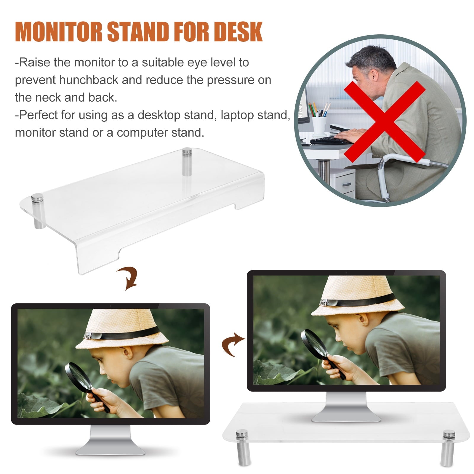 Shelf Computer Storage Lifting Rack Desktop Riser for Tv Mount Office - Image 2