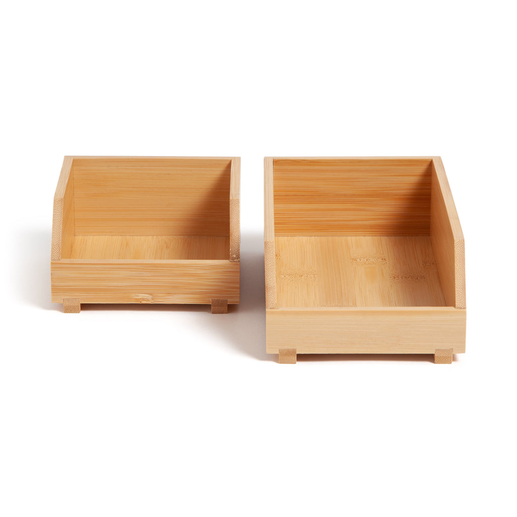 Stacking Bins, Set of 2, 4.5" x 7.7" x 5", Bamboo, Made of Natural Materials - Image 4