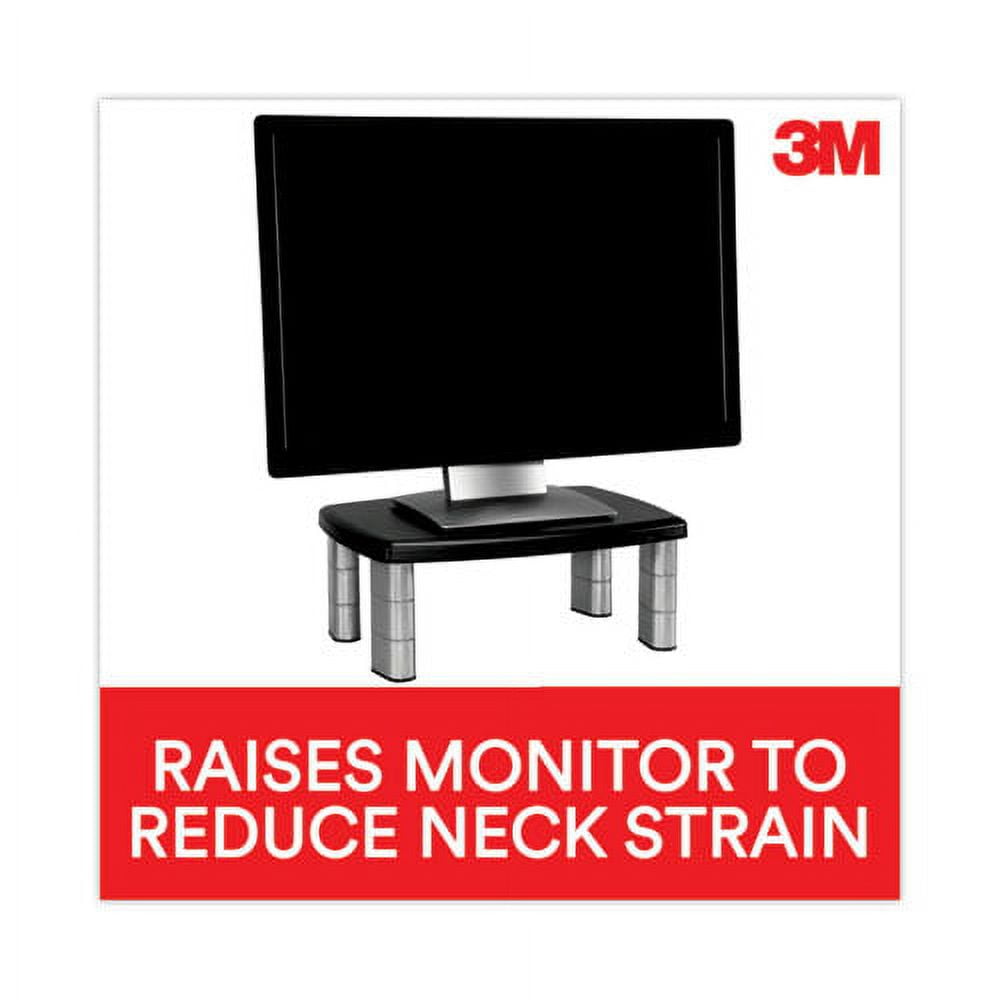"Adjustable Height Monitor Stand, 15"" X 12"" X 2.63"" To 5.78"", Black/silver, Supports 80 Lbs | Bundle of 2 Each" - Image 3