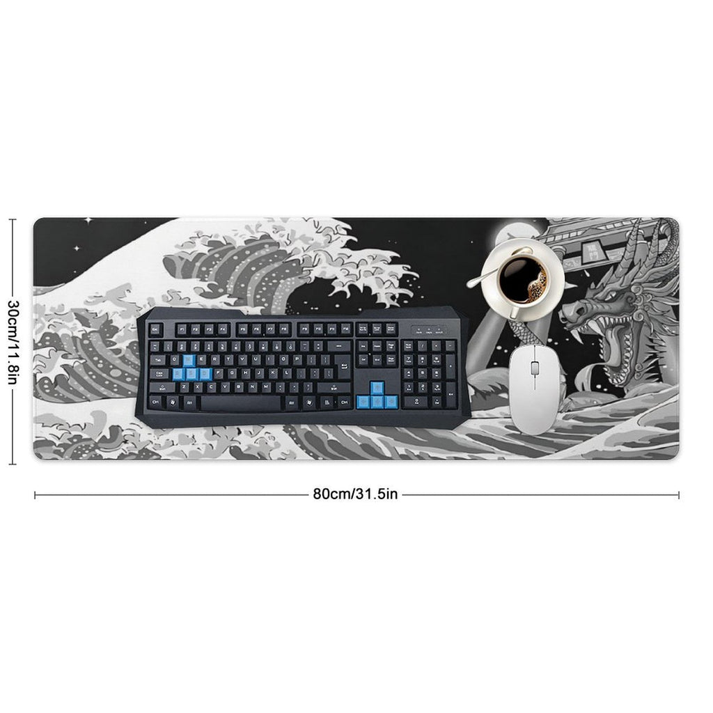 Gaming Mouse Pad Waves Sea Dragon Mouse Pad 31.5x11.8 Inch, Extended XL Computer Desk Mat Waterproof Non-Slip Long De... - Image 2