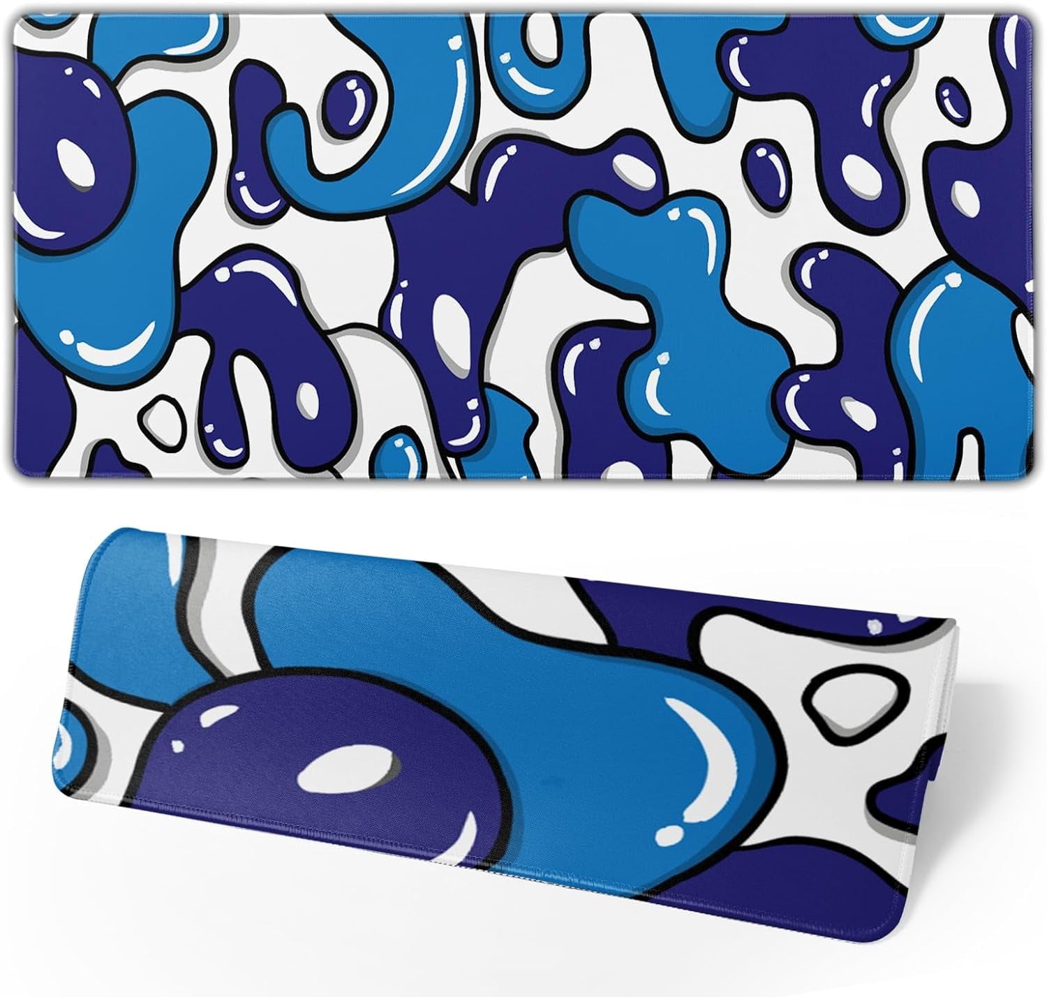 Navy Blue White Gaming Mouse Pad XL 31.5”x11.8” Anime Cool Desk Pad Geometric Japanese Desk Mat Non-Slip Rubber Base ... - Image 2