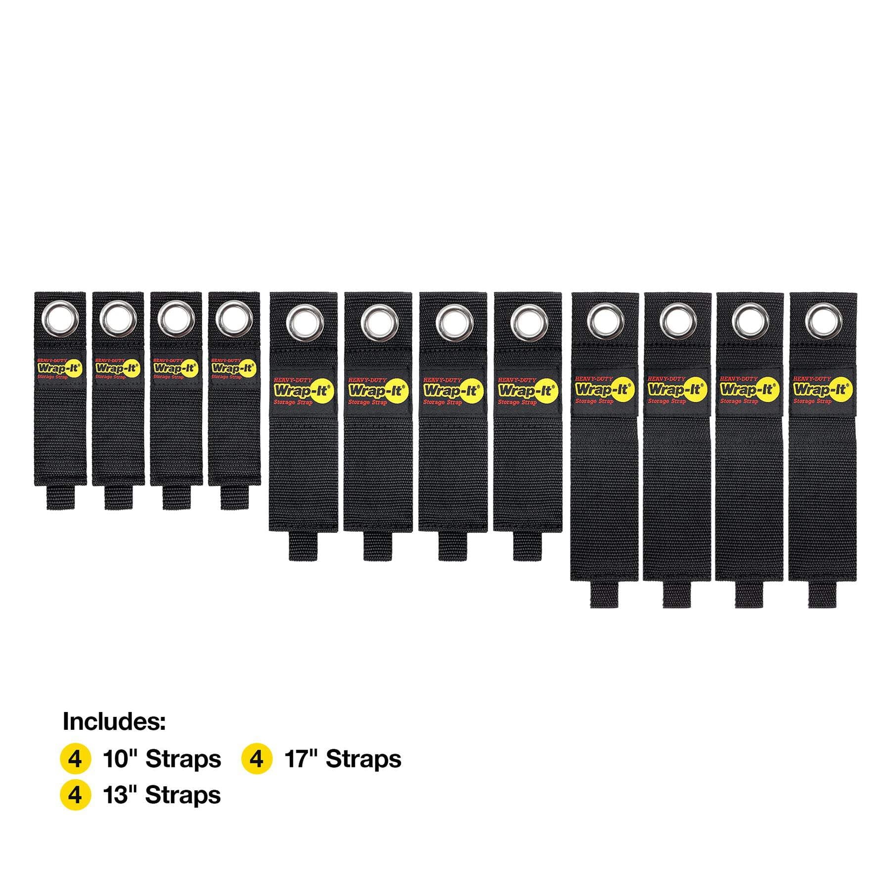 Heavy-Duty Straps, 10", 13", 17" (Assorted 12 Pack) - Hook and Loop Extension Cord Organizer, Cable Straps for Garage... - Image 3