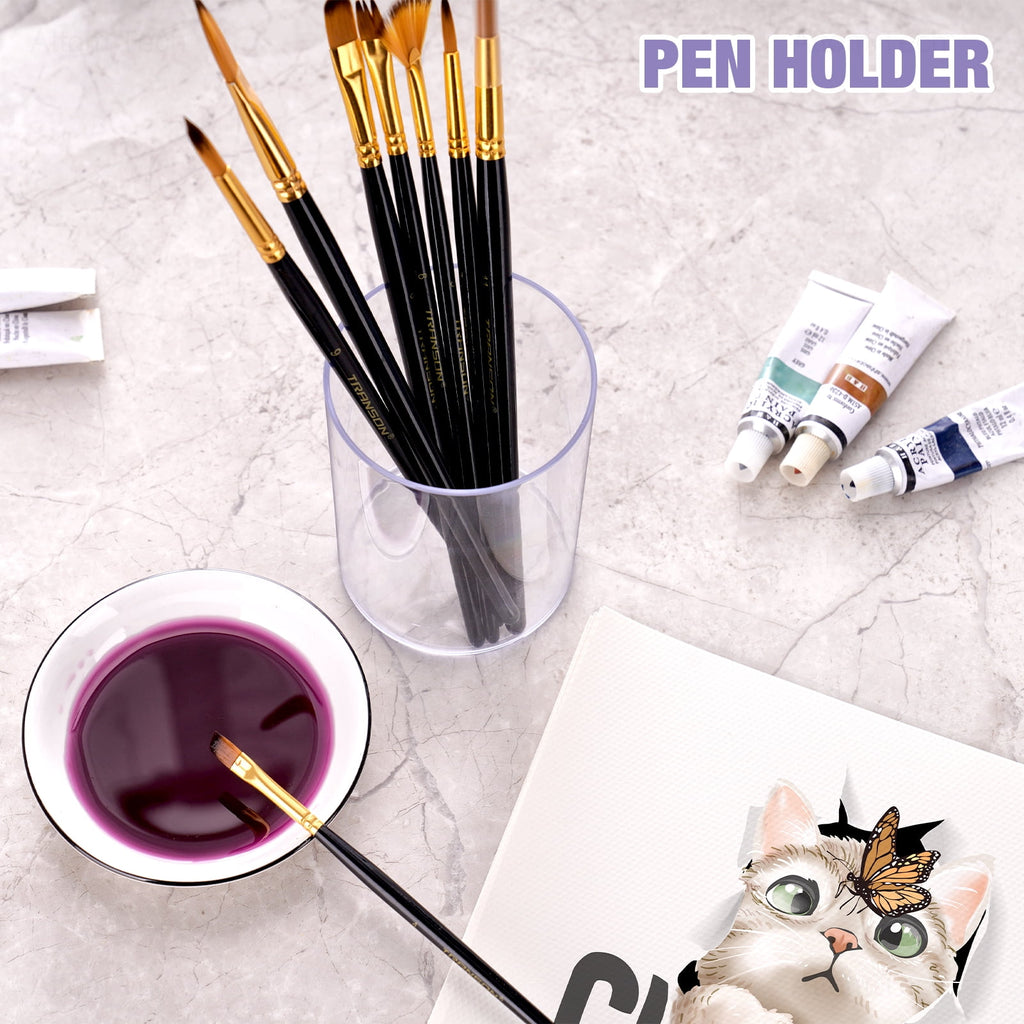 NiOffice Clear Acrylic Pen and Pencil Holders Set of 3, Stylish Plastic Desk Organizer, Round Makeup Brush Storage Perfect for Home and Offi - Image 3