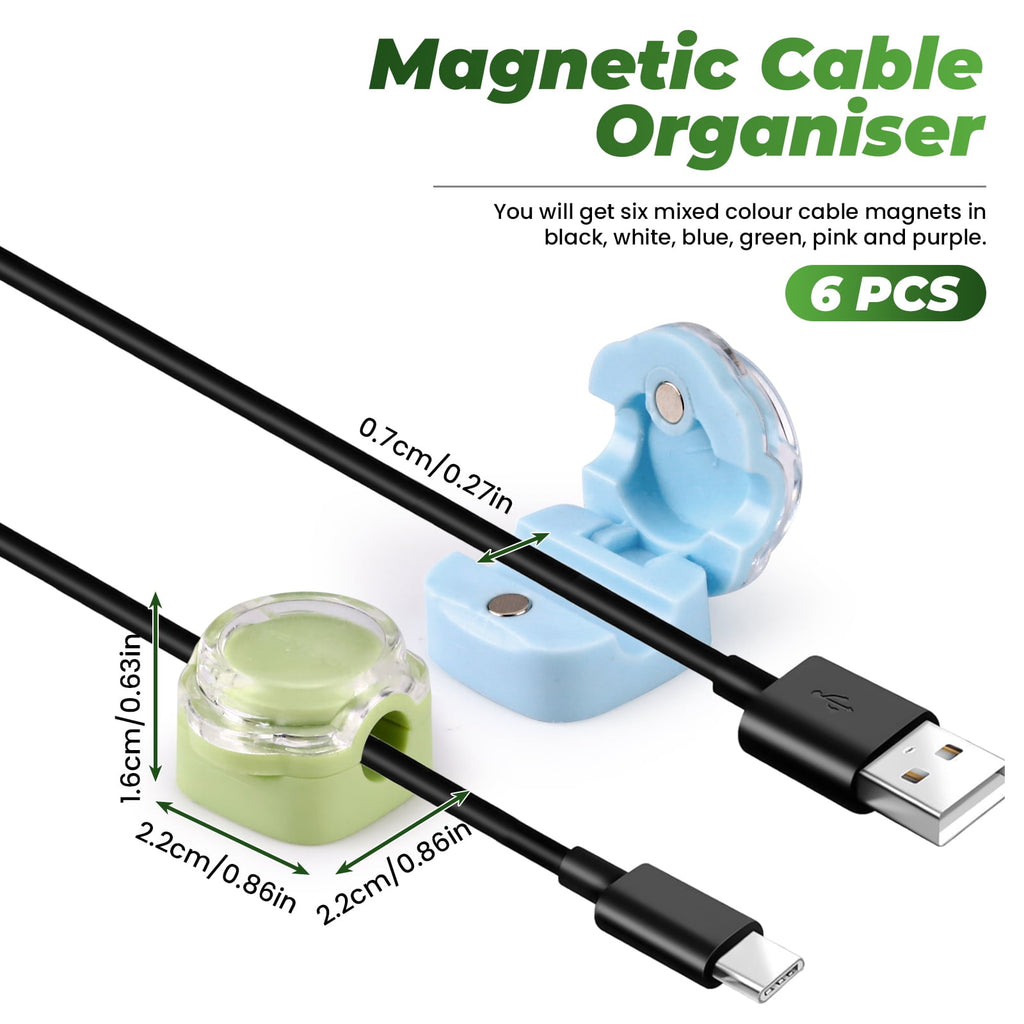 Sekonow 6 Pack Magnetic Cable Clips, Cord Organizer Holder Strong Adhesive Cable Management Wire Keeper for Desk Nightstand Office Car Phone - Image 2