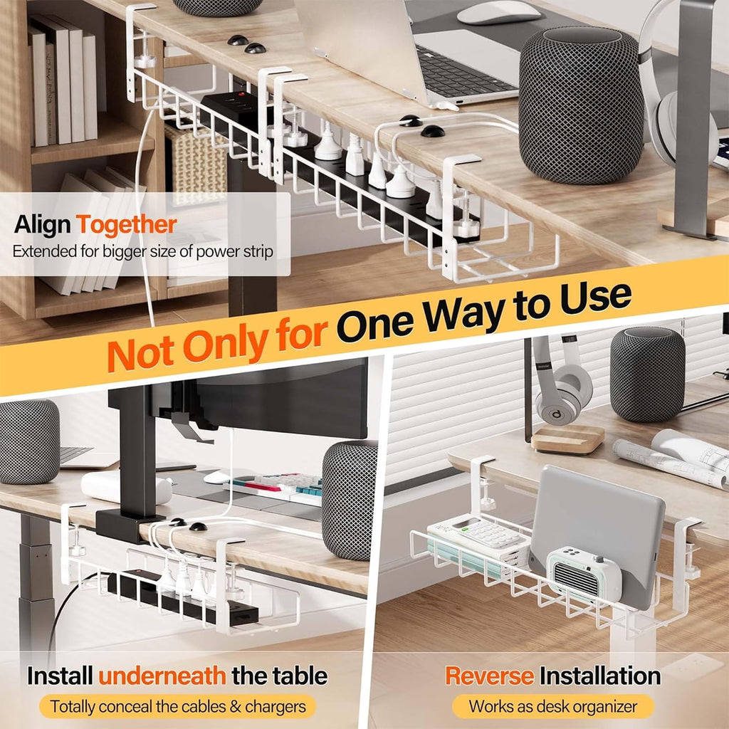 No Drill Under Desk Cable Management Tray Under Desk Cable Tray Holder Desk Cable Organizers Accessories Desk Cable M... - Image 3