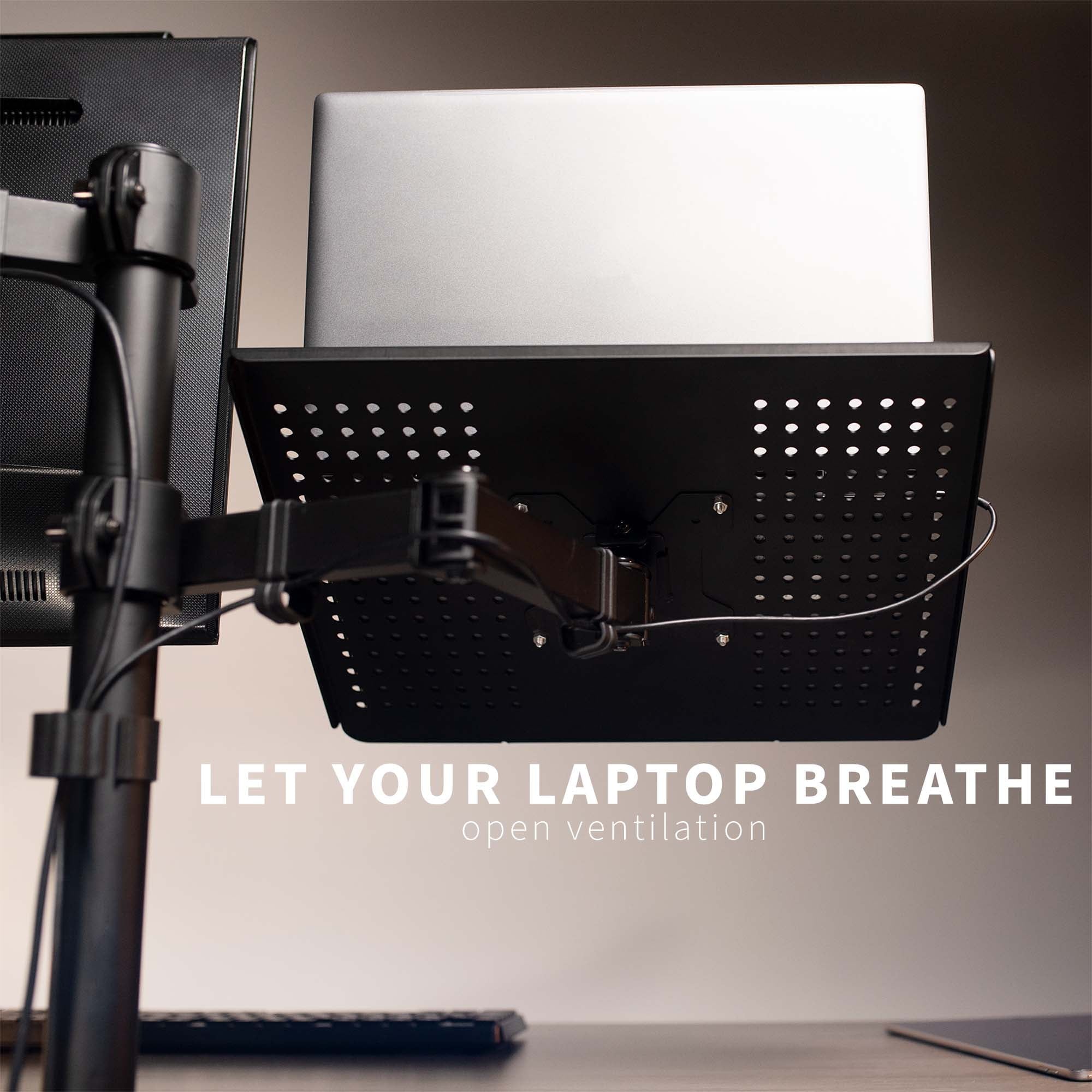 Laptop & Monitor Desk Mount Stand Black Adjustable fits 1 Screen up to 32" - Image 4