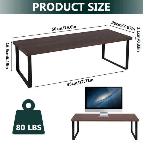 20 Inch Monitor Stand Riser, Wood Desk Storage Organizer Computer Monitor Stand for Office Computer, Laptop, Small Pr... - Image 2