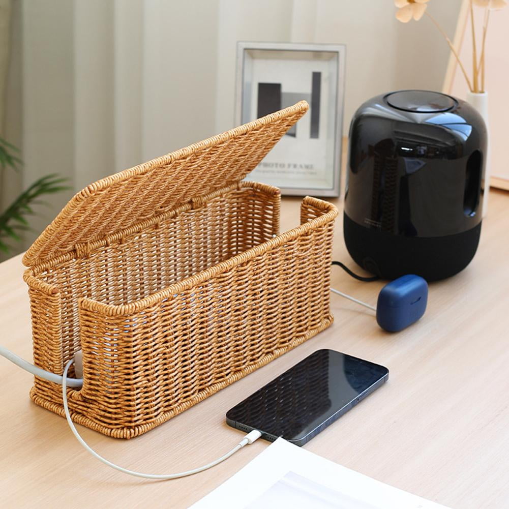Hand-Woven Charging Station Storage Box Cable Management Basket For USB Cables Organizer Data Cables - Image 6