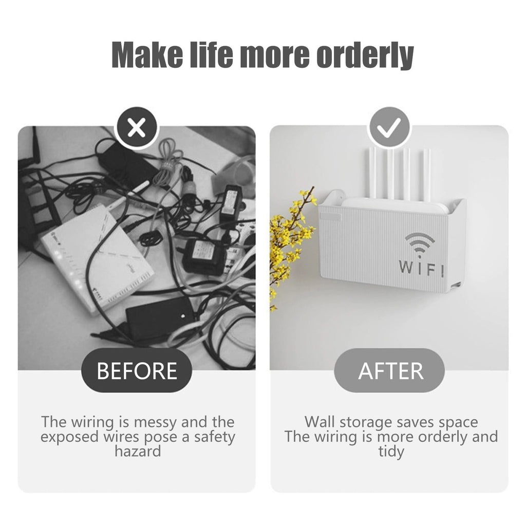 Wall Mount Router Shelf Organizer with Cable Management, No Drilling Wall Mounted Storage Box Holder for WiFi Modem, Home Office Desk Organi - Image 6