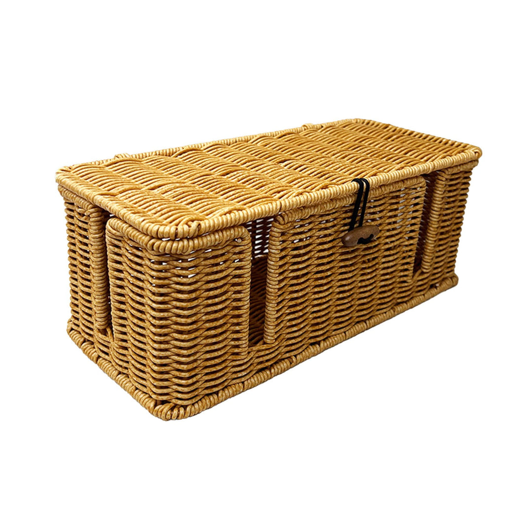 Storage Basket Cable Management Box Rattan Cord Organizer Box Cords Hider Under Desk Cable Management For Power Strip Computer Router USB Hu - Image 2