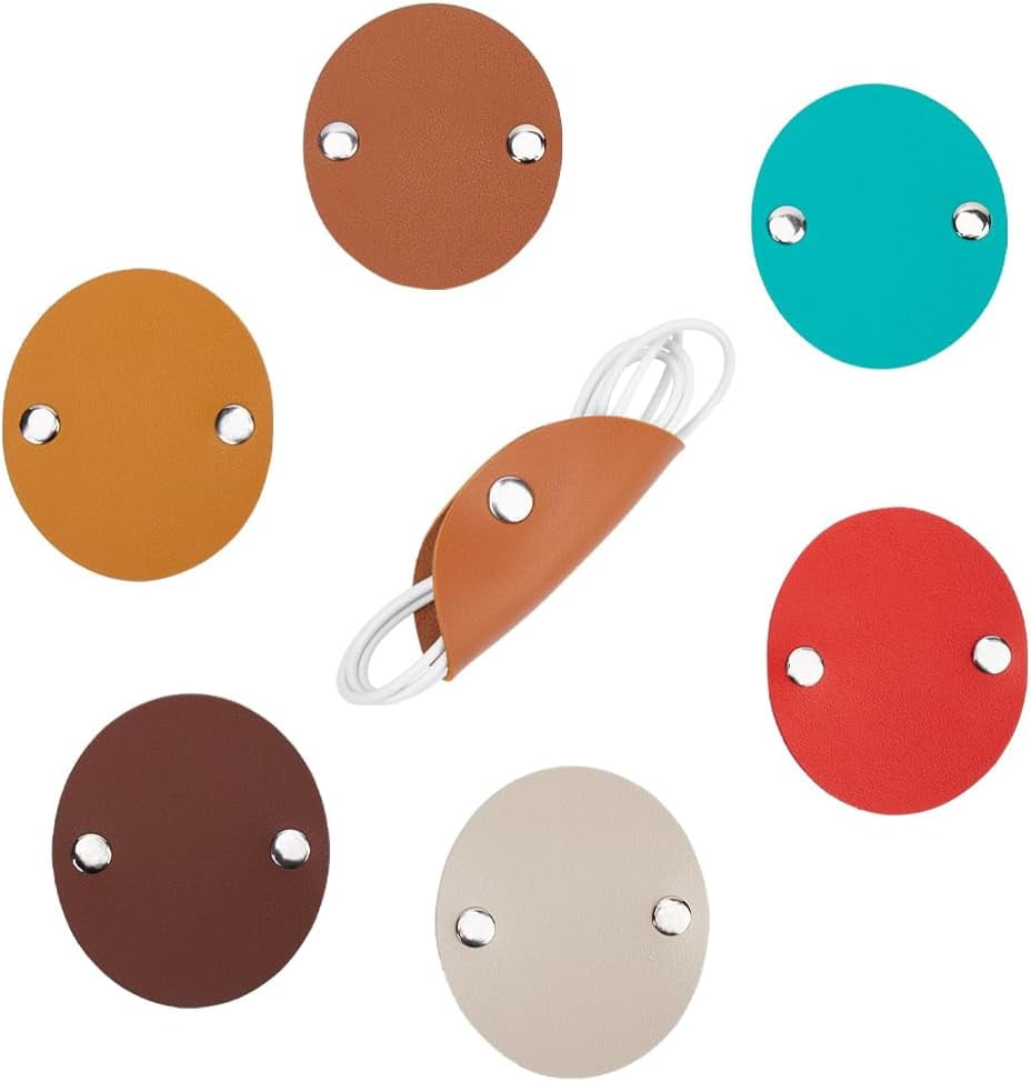 6 Cable Straps Fastening Ties Cord Organizer Reusable Round Wire Clips Charging Cord Wrap Ties Data Power USB Holder ...