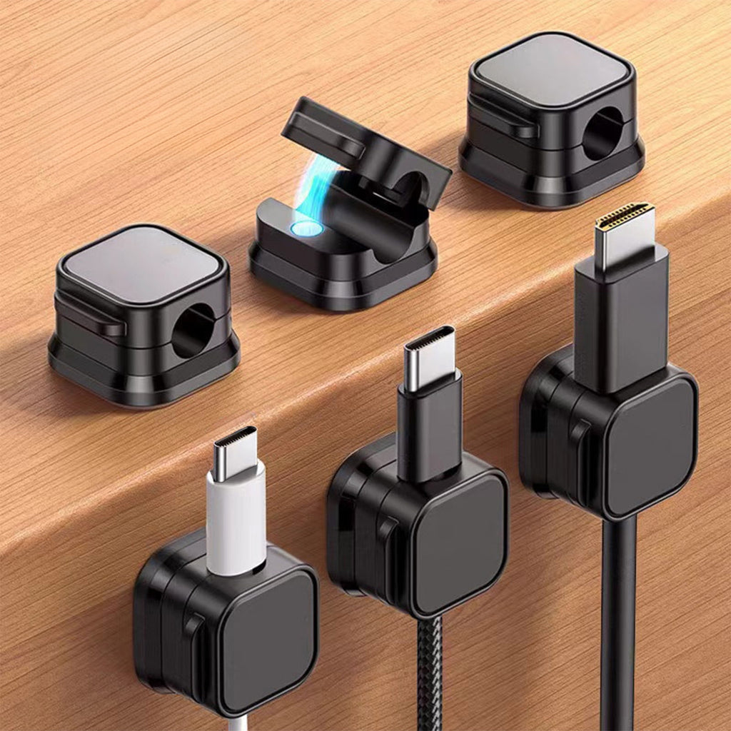 6 Pack Magnetic Cable Clip Organizer Cord Holder, Adhesive Cable Management, Wire Phone USB Charger Cable Holder Keeper Organizer for Car, O