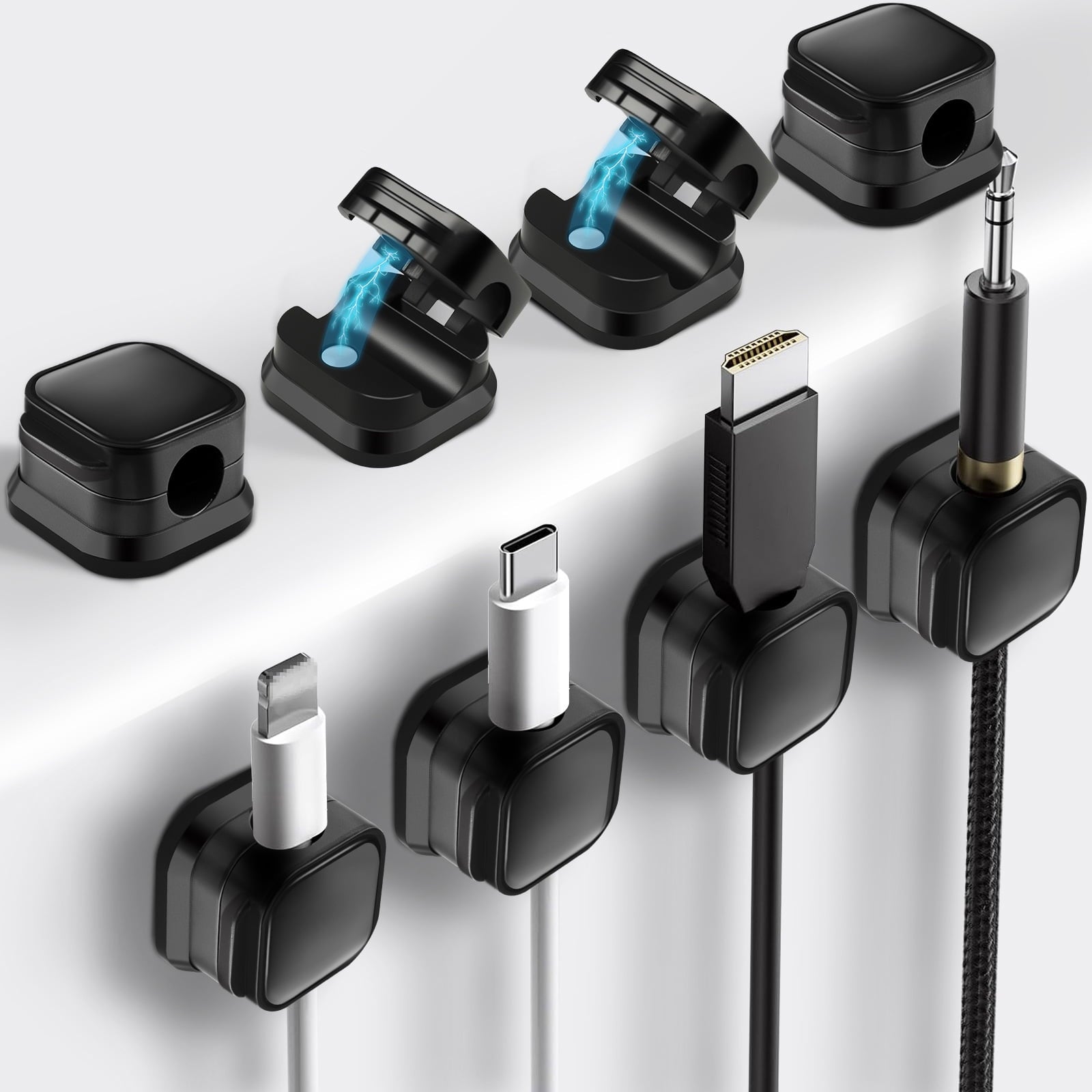 6 Pcs Magnetic Cable Clips, Cable Management, Office Desk Accessories, Cord Organizer, Cable Smooth Adjustable,for De...