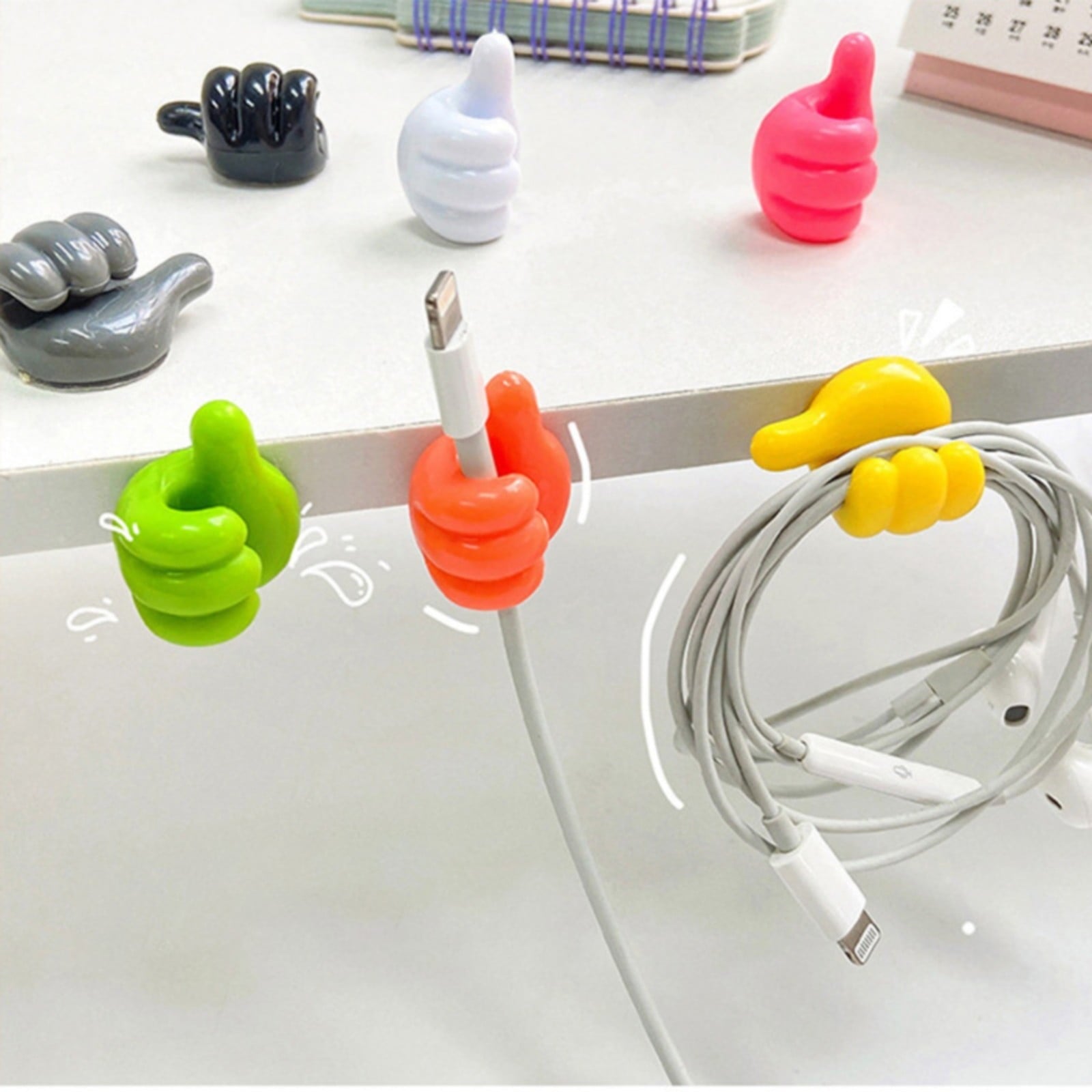 SLUOHZXI 10Pcs Cable Clips, Thumb Cord Holders, Silicone Wall Hook Cord Organizer for Desk Wall Car Nightstand, Cord Clips, Wire Holders, Ph - Image 4