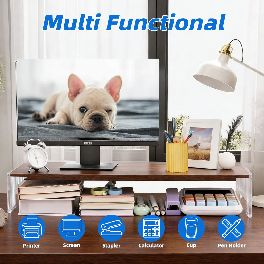 Marsrock Clearance Wood&Acrylic Computer Monitor Stand Desk Desktop Organizer Table For Home,Office Workspace,Laptop Riser,Printer,PC&TV Scr - Image 5