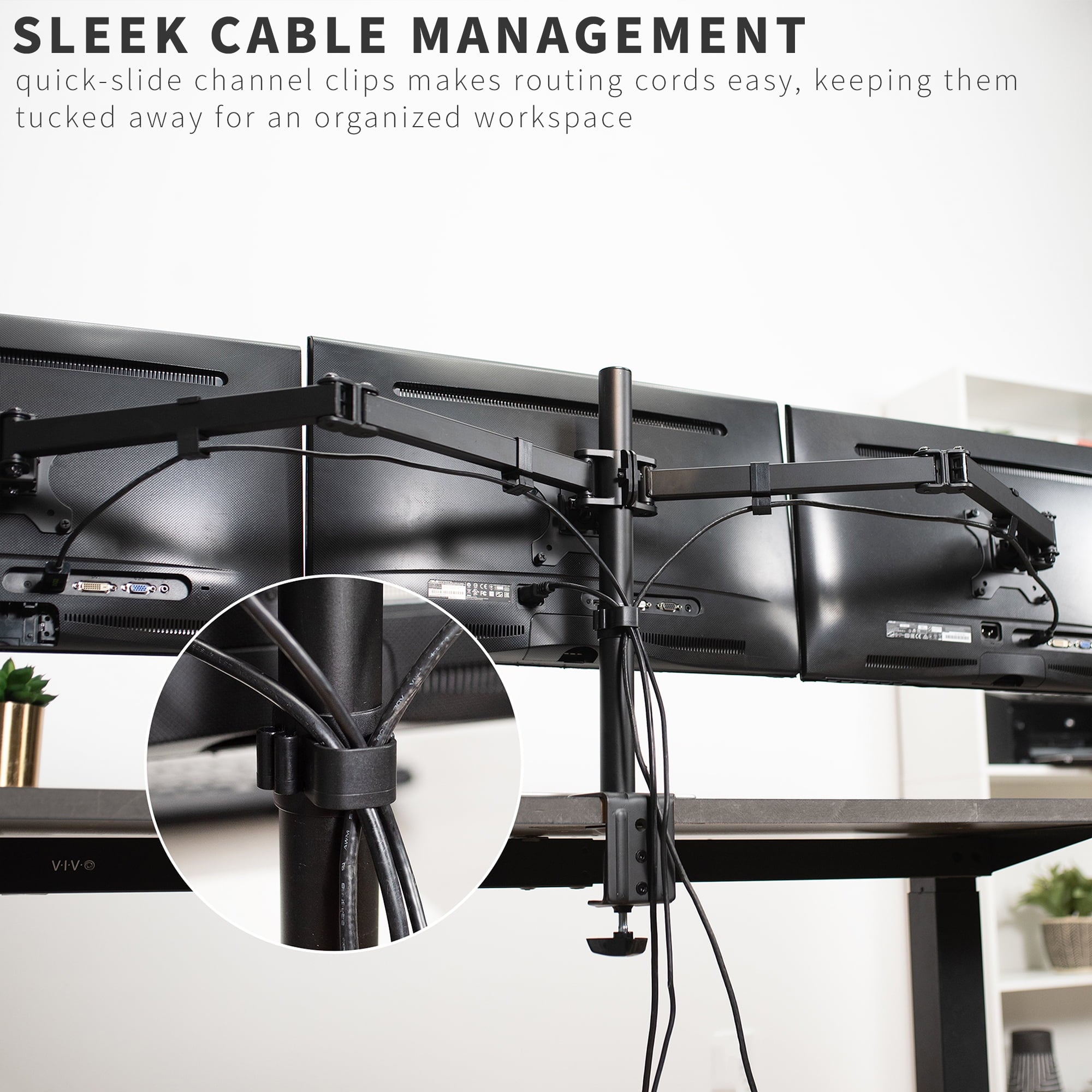 Triple Monitor Adjustable Mount Articulating Stand for 3 Screens up to 24" - Image 6