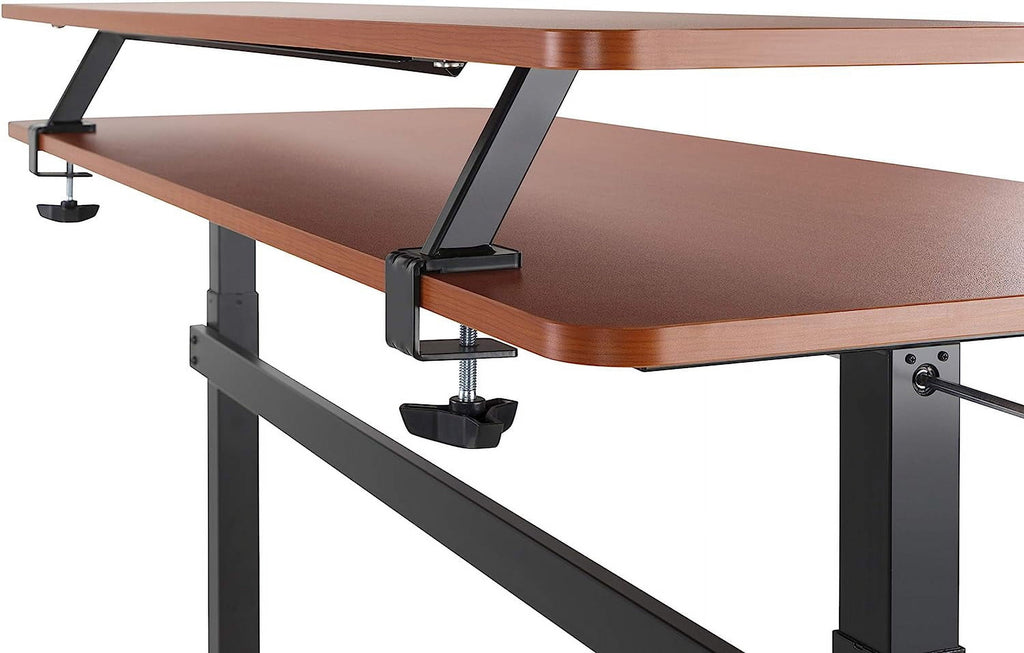 55 Inch Clamp On Desk Shelf | Large Monitor Riser Supports 3 Screens for Extra Storage | Ergonomic Monitor Stand Secu... - Image 2