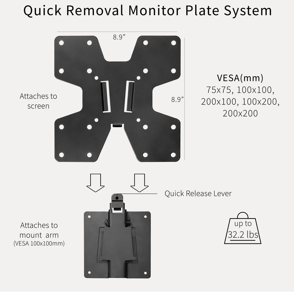 Black Large Adapter VESA Bracket Kit, Monitor Wall Mount, Stand Attachment - Image 2
