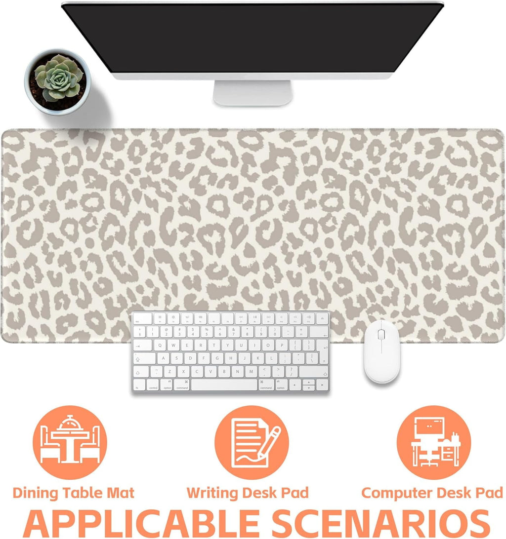 Large Leopard Print Non-Slip Gaming Desk Mat with Stitched Edge Laptop Keyboard Desk for Work Home Gaming (35.4 x 15.... - Image 3