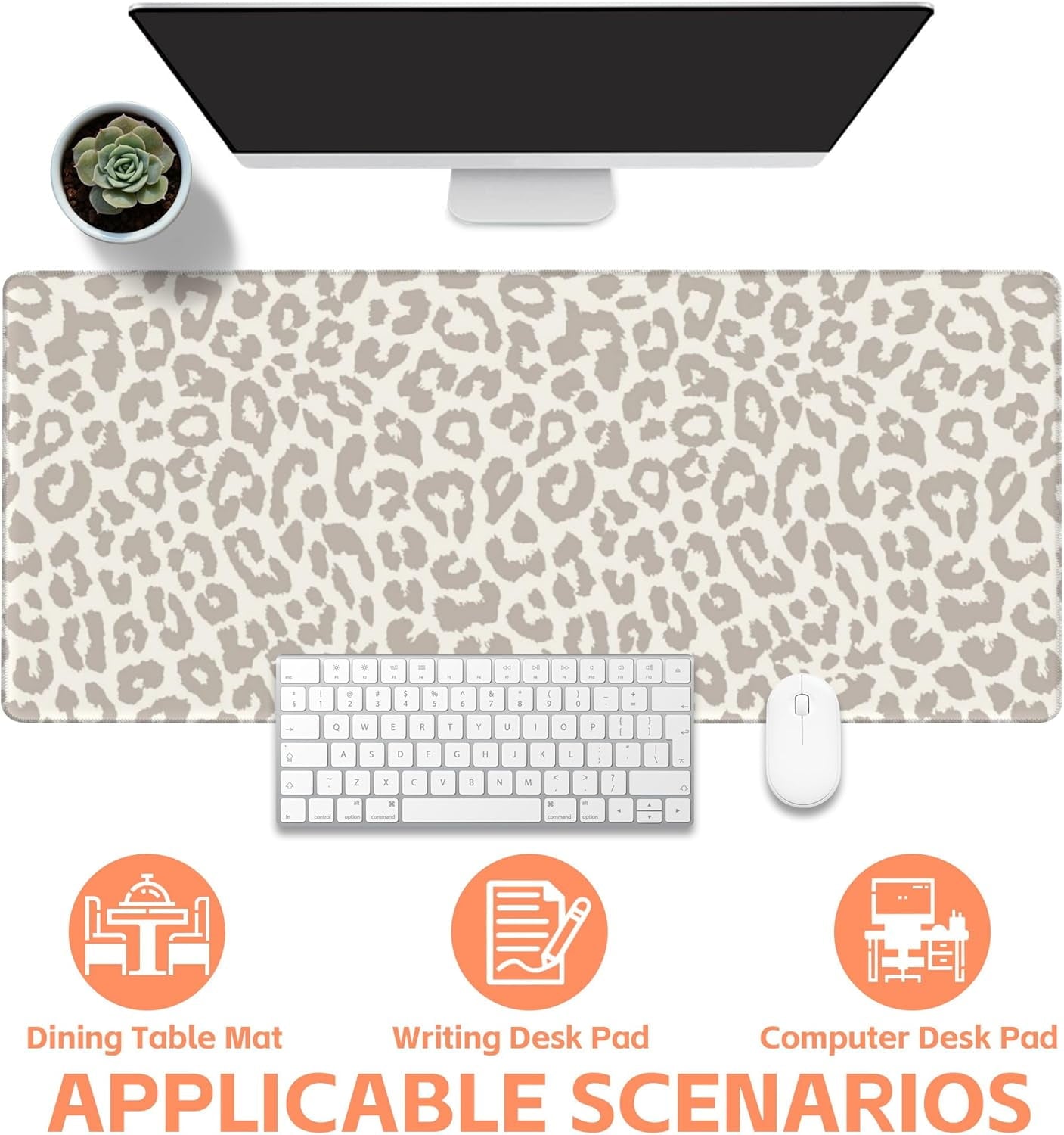 Large Leopard Print Non-Slip Gaming Desk Mat with Stitched Edge Laptop Keyboard Desk for Work Home Gaming (35.4 x 15.... - Image 3