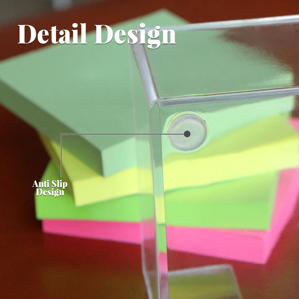 Style-Carry Acrylic Sticky Note Holder with 4 Pads Sticky Notes, 3 x 3 inch Clear Notepads Dispenser for Office Desk Organizer and Accessori - Image 3