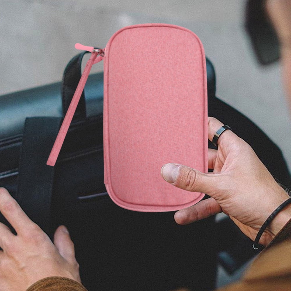 Travel Cable Organizer Pouch for Electronic Accessories, Portable Waterproof, Pink - Image 3