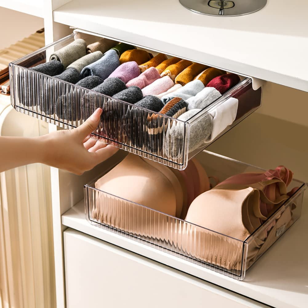 2 Pack Under Desk Drawer Slide out, Hidden Under Table Organizer for Office Storage, Desks Accessories - Image 4