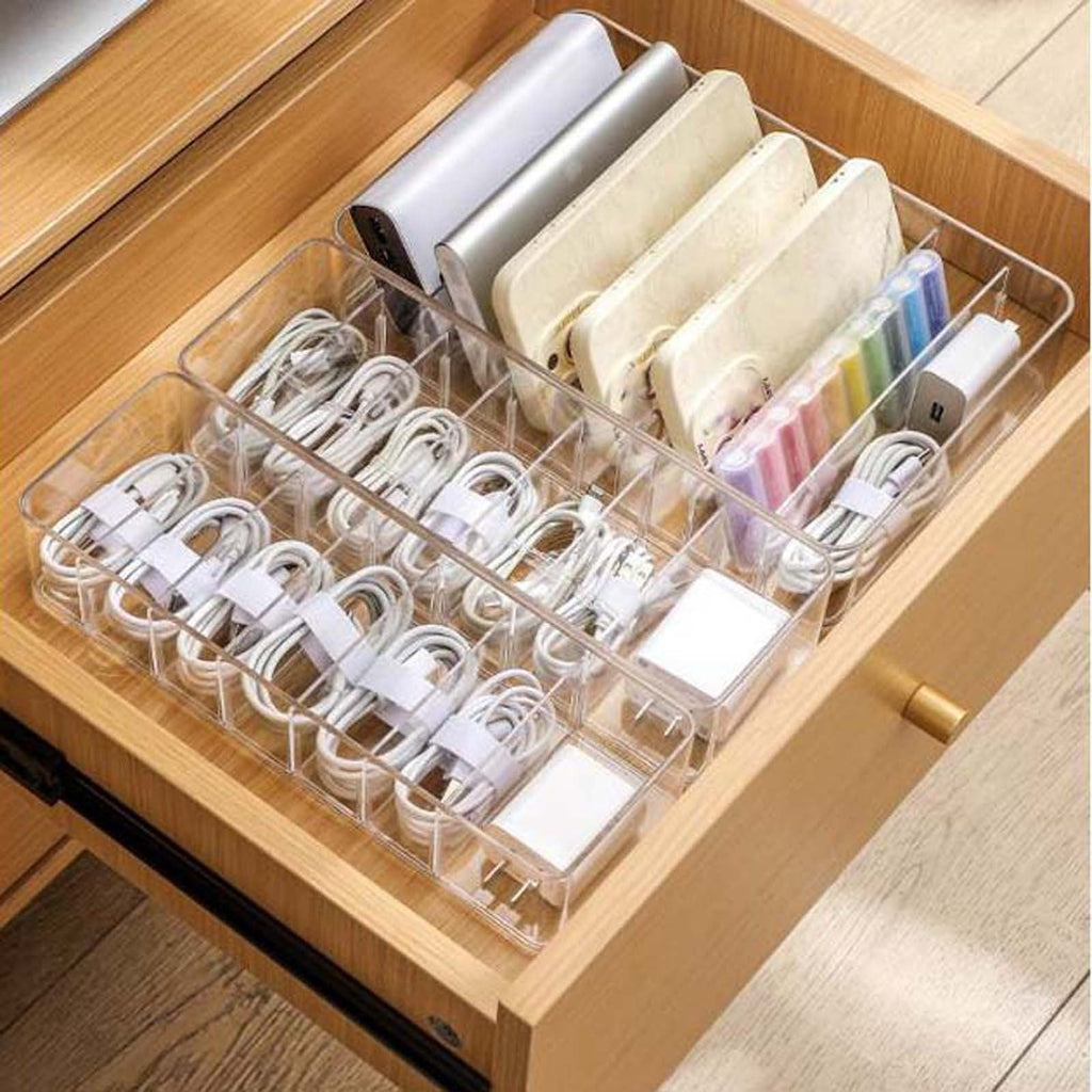 Box with Divider Compartments for Chargers and Cords 27.2x6.6x18.1cm Home (Multicolor) - Image 5