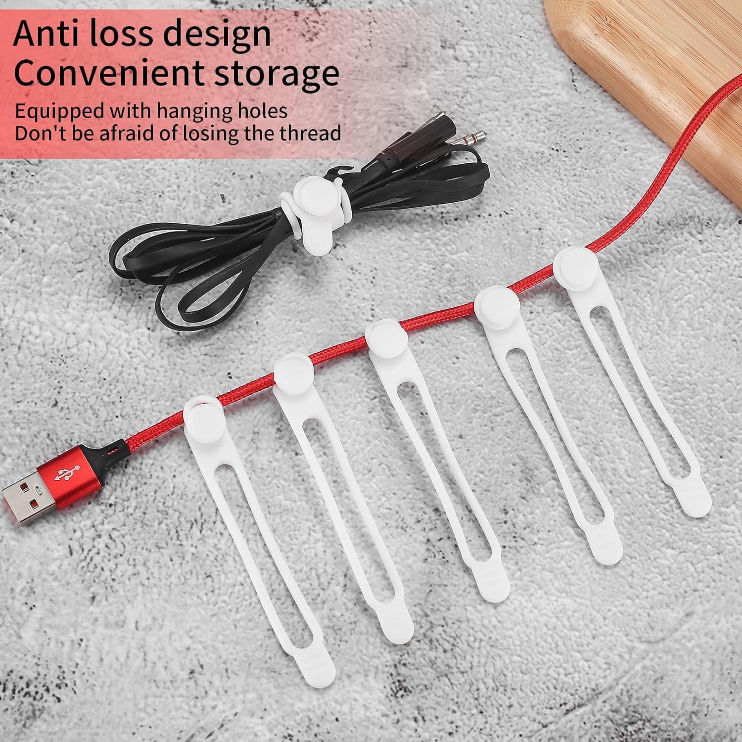 25 Pcs Silicone Cable Ties, Reusable Cable Straps Wire Organizer, Cable Management Cord Organizer for Fastening Earph... - Image 5