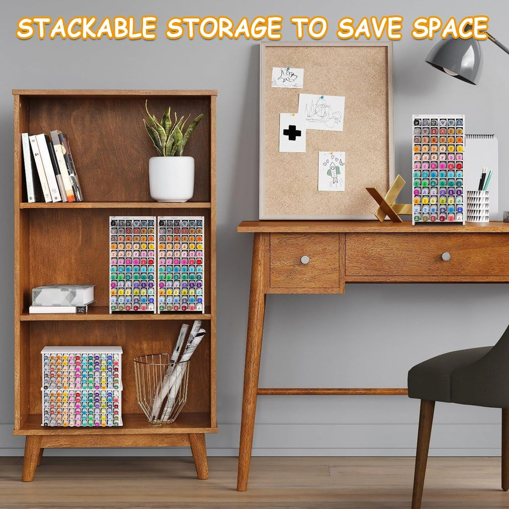 Wiher Marker Storage Organizer Marker Holder 120 Slots Marker Organizer for Desk with Removable Divider Art Marker Rack to Storage Markers P - Image 4
