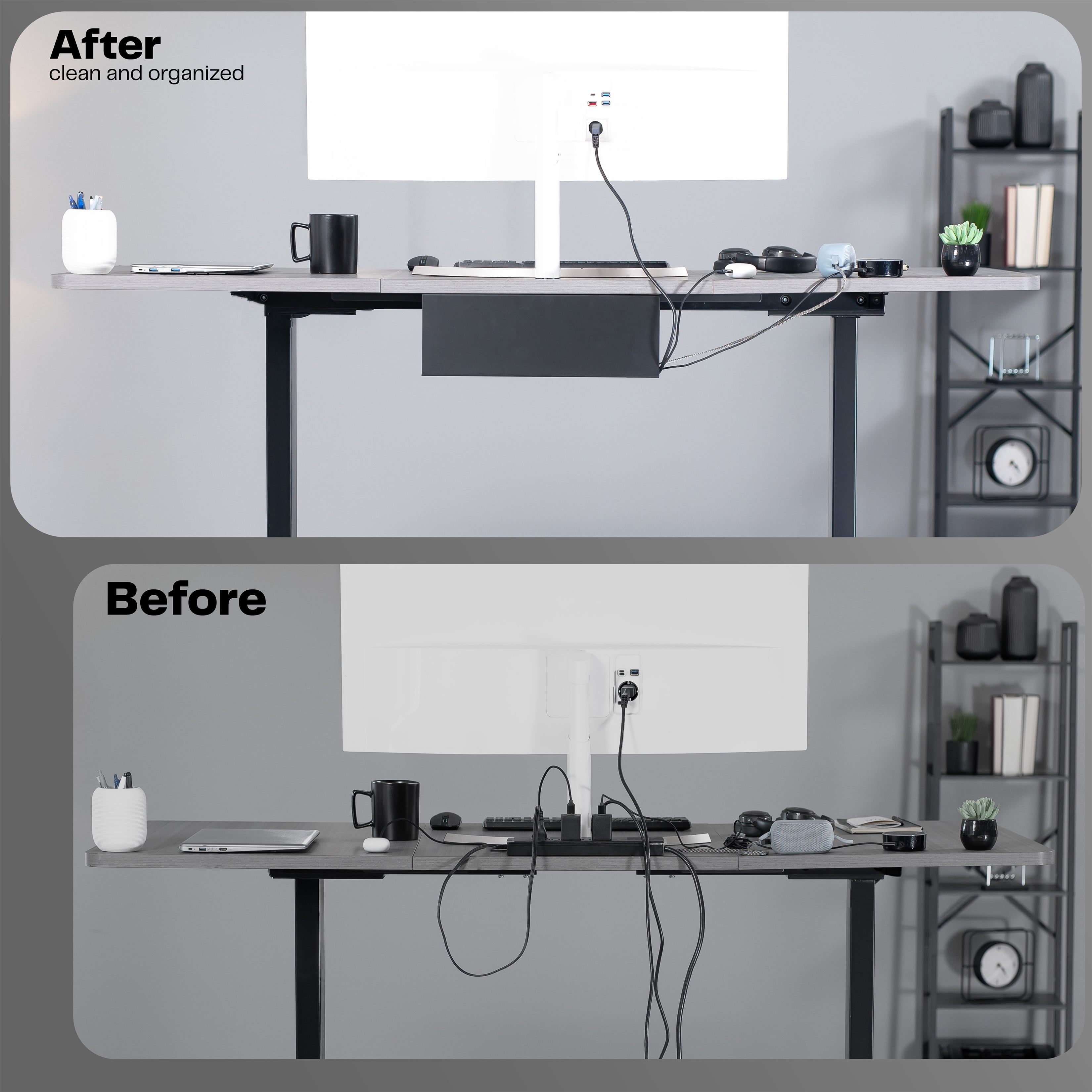 Black Under Desk 17" Cable Management Tray, Wire Organizer, Cord Holder - Image 6