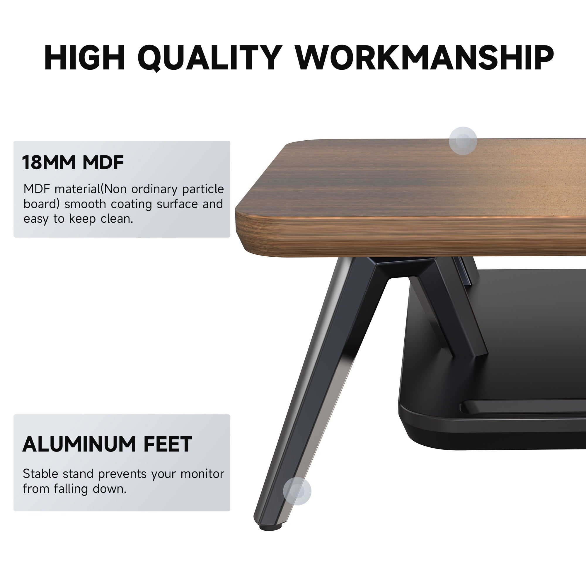 Monitor Stand, 2 Tiers Monitor Stands Riser, 23.6 Inch Computer Monitor Riser with Storage Organizer - Image 2