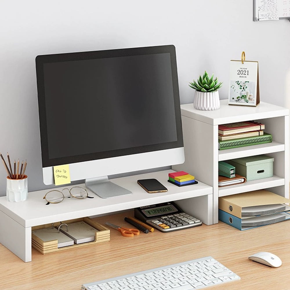 Monitor Stand Riser for Desk, 16.5 Inch Computer Stand Desk Shelf, White 1-Tier - Image 3