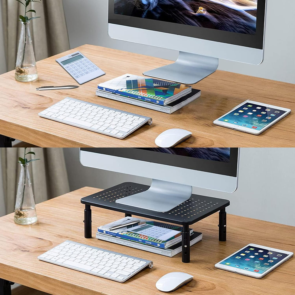 Behome 2 Pack Monitor Stand, Desk Monitor Riser 3 Height Adjustable, Laptop Riser with Airflow Vents, Desktop Stand f... - Image 6