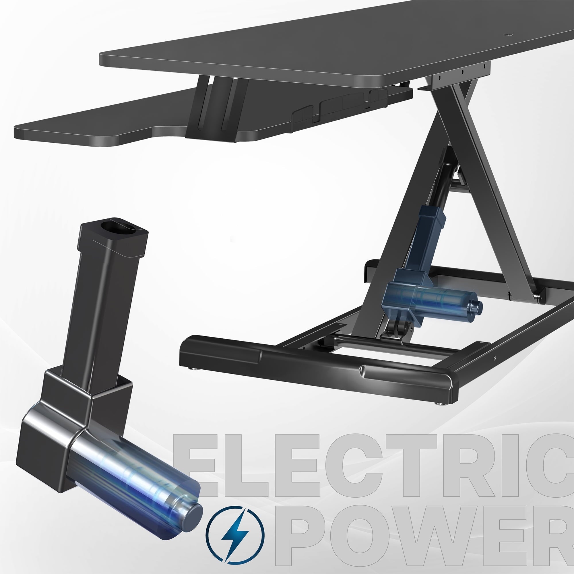 Black Electric 36" Standing Desk Monitor Riser, Dual Arm Sit Stand Tabletop - Image 4