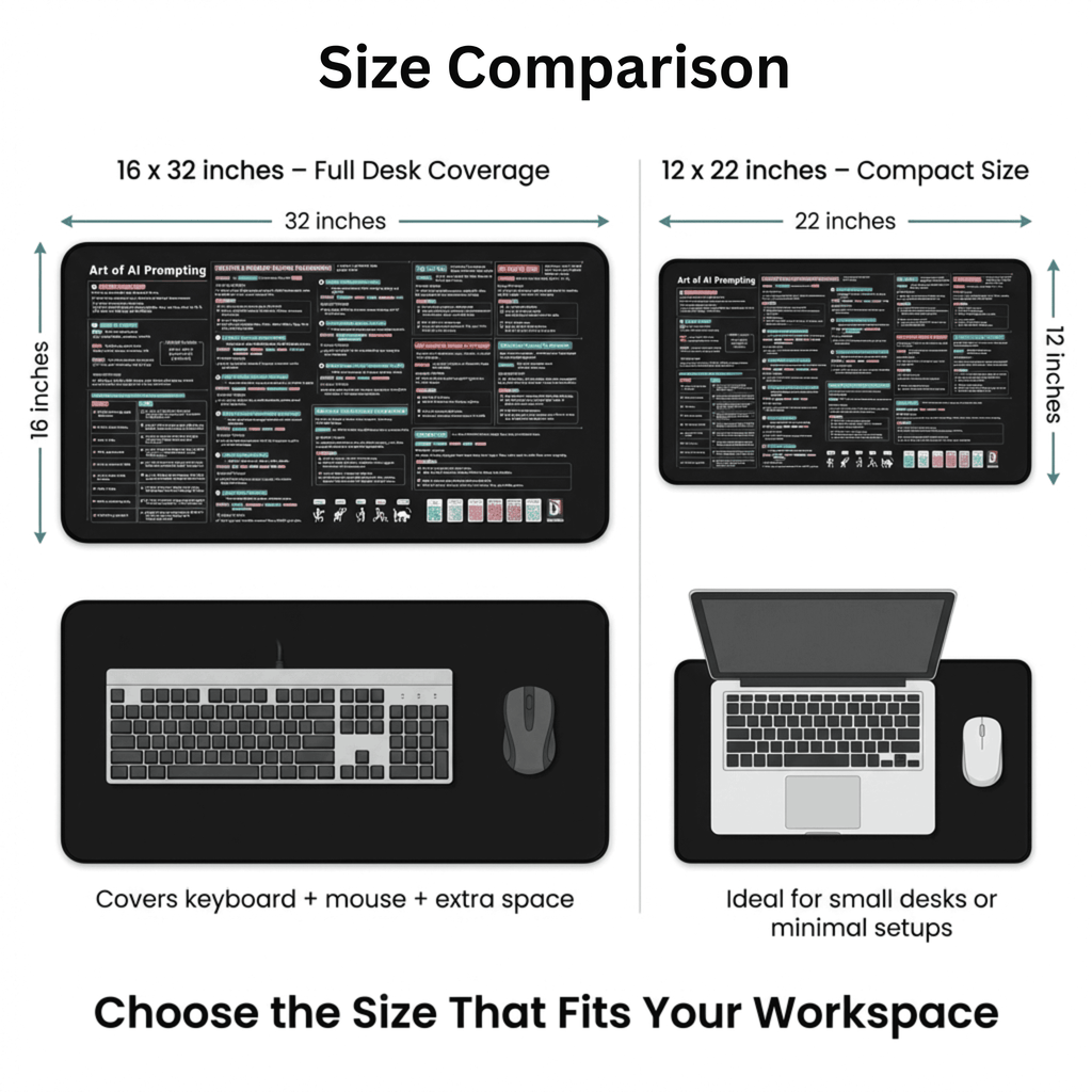 AI Prompts Cheat Sheet Desk Mat New Version Chat GPT Frameworks Smart Desk Pad | Large Mat for Keyboard and Mouse | ChatGPT Prompts Mouse Pa - Image 5
