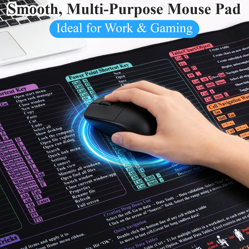 Excel Cheat Sheet Desk Pad, Large Office Excel Mouse Pad, Word/Window/PPT/Excel Shortcuts Cheat Sheet Desk Mat, PC Of... - Image 4