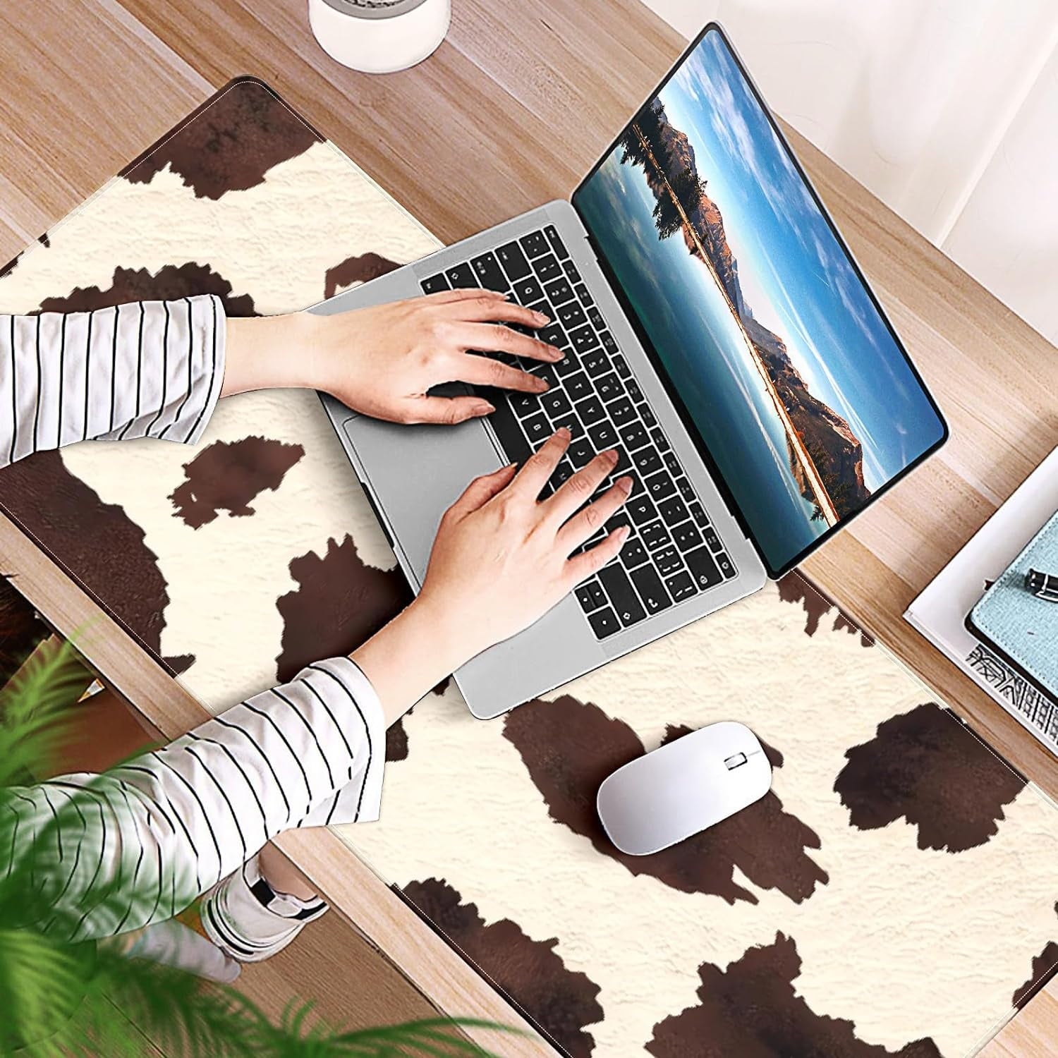 Brown Western Cow Print Desk Mat, Desk Accessory, Cute Workspace, Trendy Workspace, Trendy, 35.4x15.7in Large Gaming ... - Image 6