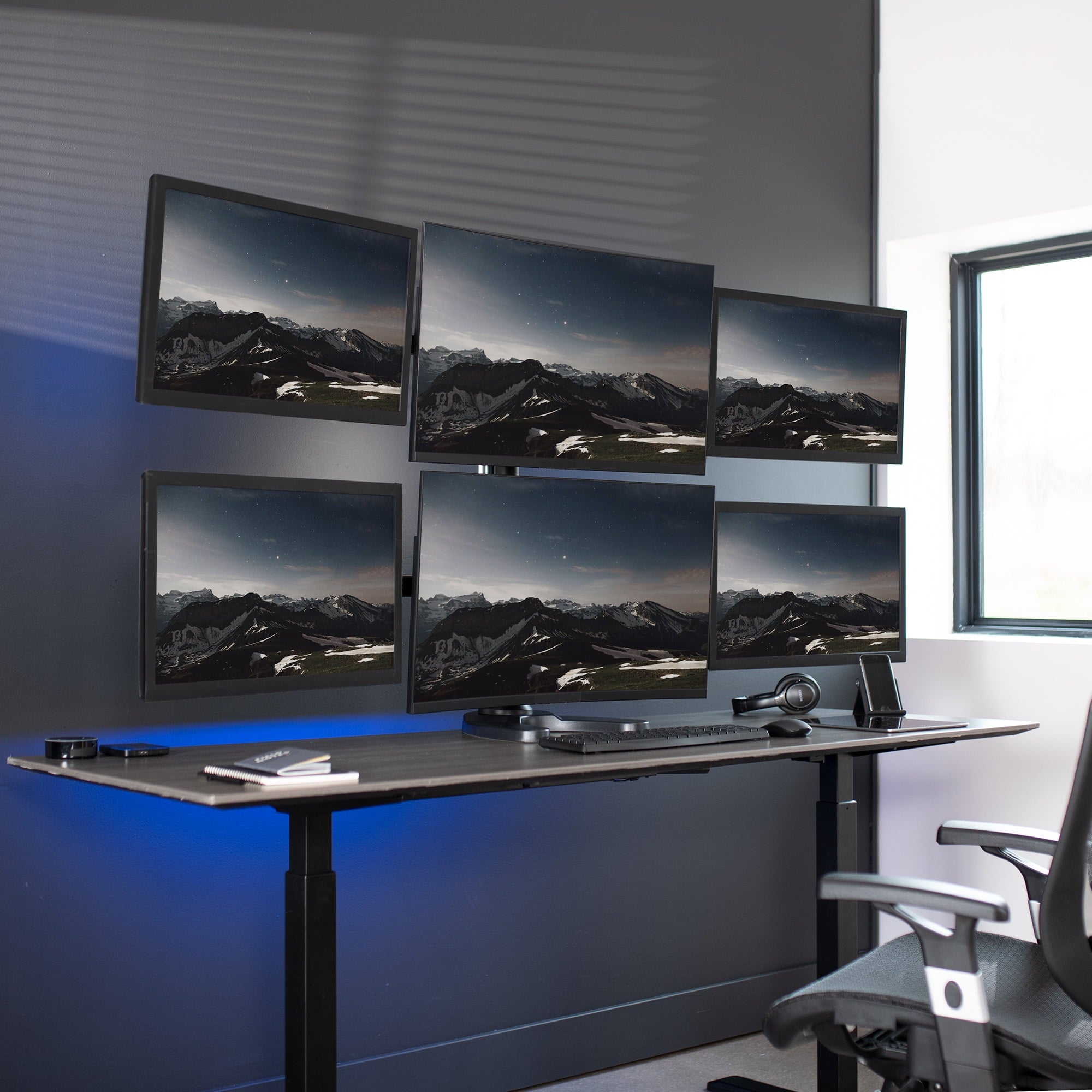 Hex Computer Monitor Desk Mount Stand, Heavy Duty, 6 Screens up to 27" - Image 2