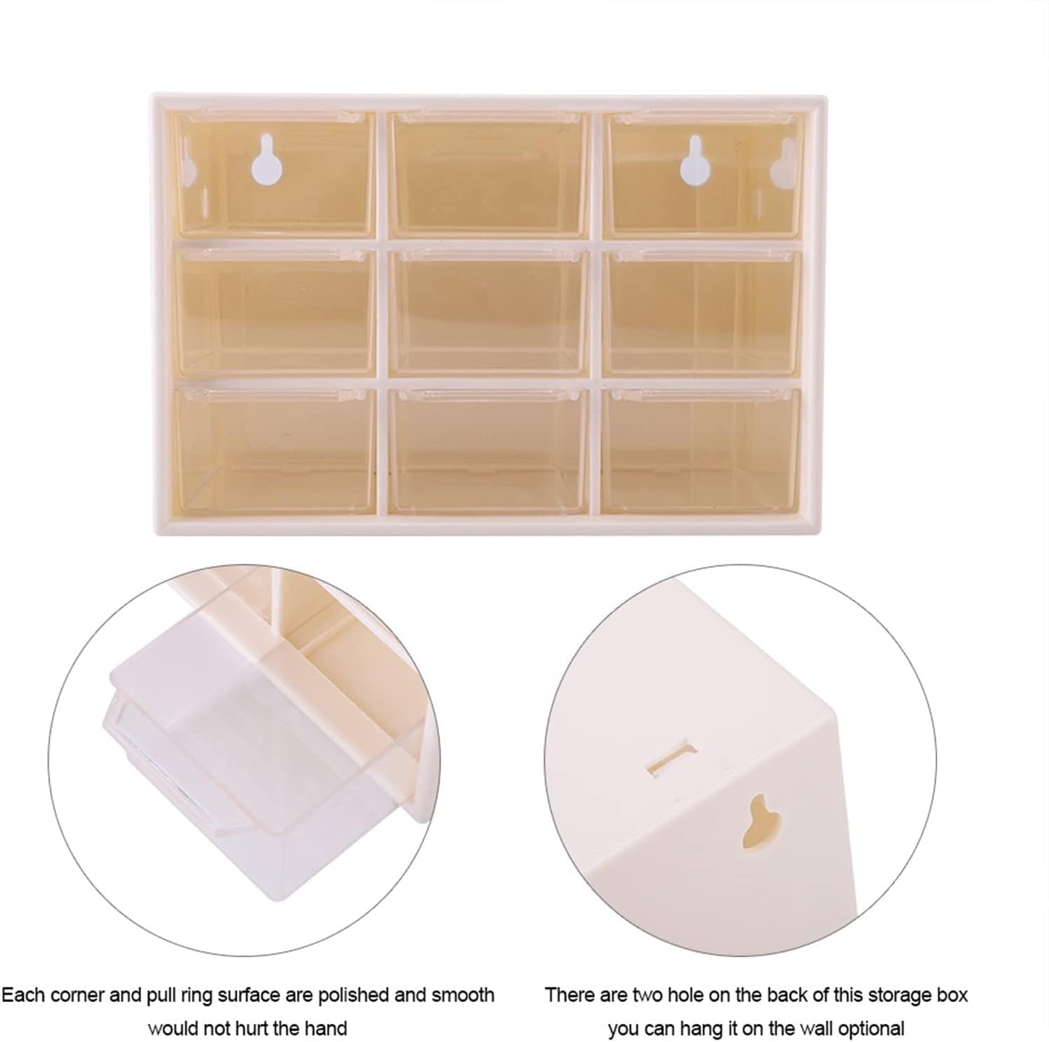 Small Drawer Organizer for Desk, Mini Plastic Desktop Organizer with 9 Clear Drawers,Desktop Storage Drawers Cabinet ... - Image 3