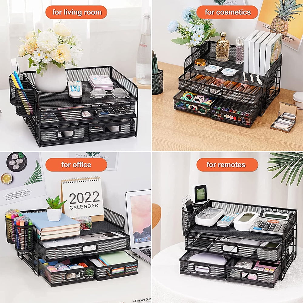 3 Tier Mesh Desk Organizer with Drawer, Multi-Functional Desk Organizers and Accessories, Paper Letter Organizer with... - Image 5