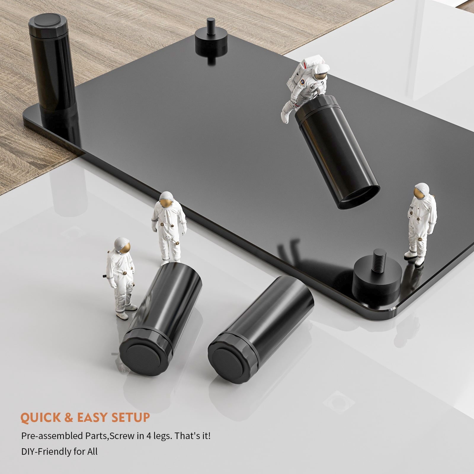 2 Pack Computer Monitor Stand Riser with Height Adjustable Multi Media Desktop Stand for Computers, Laptops & TVs, Black HD01B-202P - Image 4