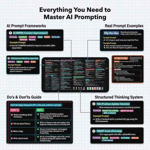 AI Prompts Cheat Sheet Desk Mat New Version Chat GPT Frameworks Smart Desk Pad | Large Mat for Keyboard and Mouse | ChatGPT Prompts Mouse Pa - Image 2