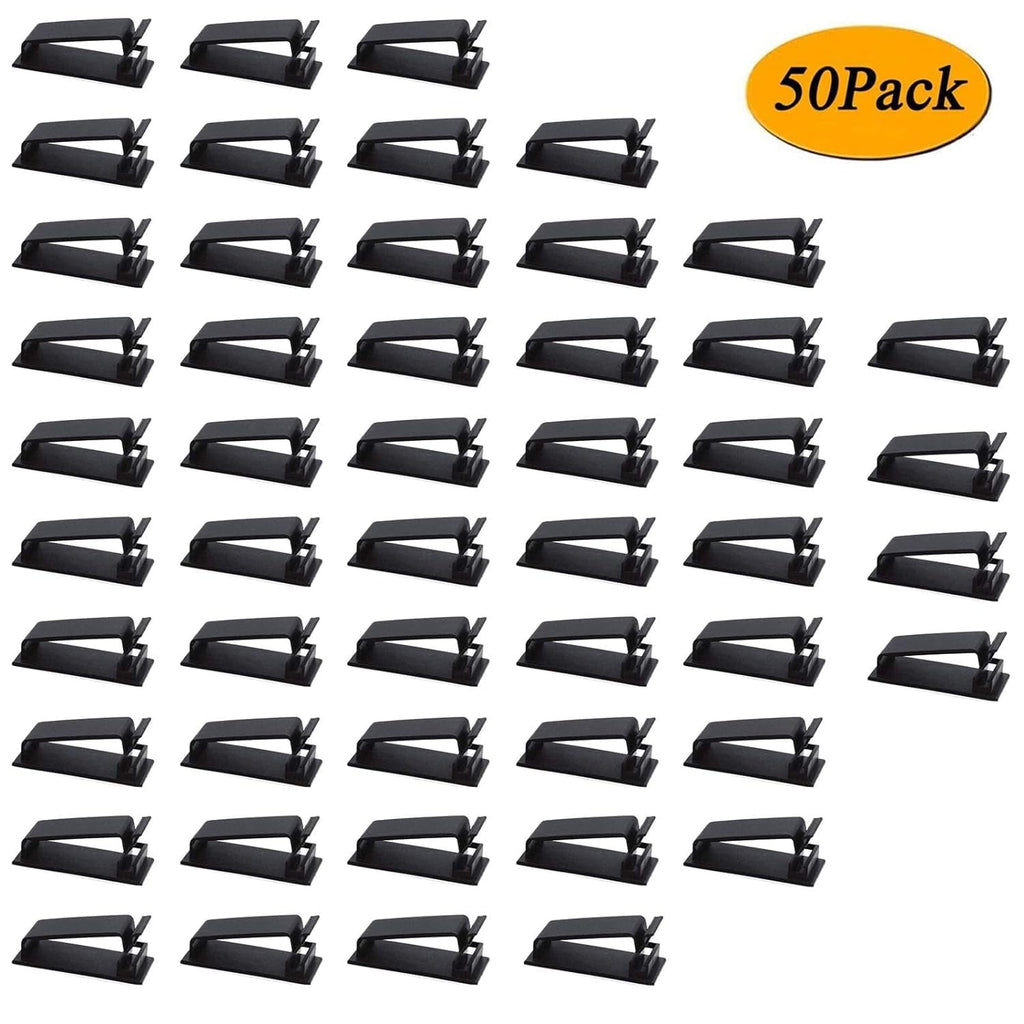 SOULWIT 50Pcs Self Adhesive Cable Management Clips, Cable Organizers Wire Clips Cord Holder for TV PC Ethernet Cable Under Desk Home Office - Image 6