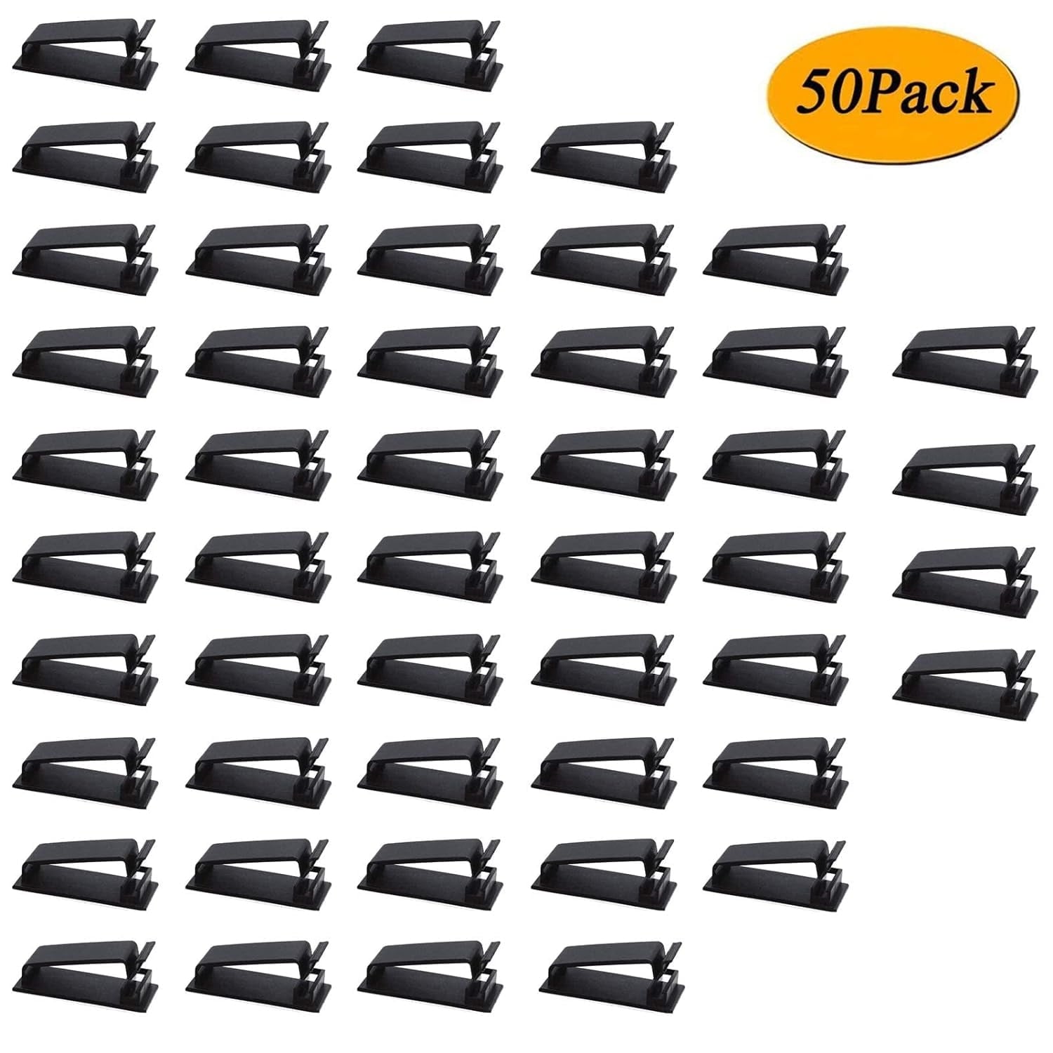 SOULWIT 50Pcs Self Adhesive Cable Management Clips, Cable Organizers Wire Clips Cord Holder for TV PC Ethernet Cable Under Desk Home Office - Image 6