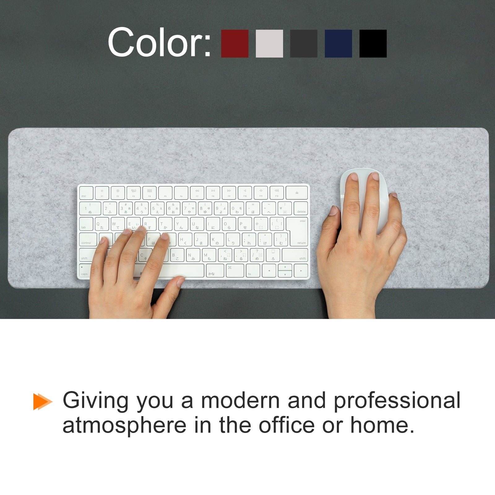 28"x13" Desk Mat Protector, Felt Dual Side Mouse Pad Writing Mat for Office Home, Black - Image 5
