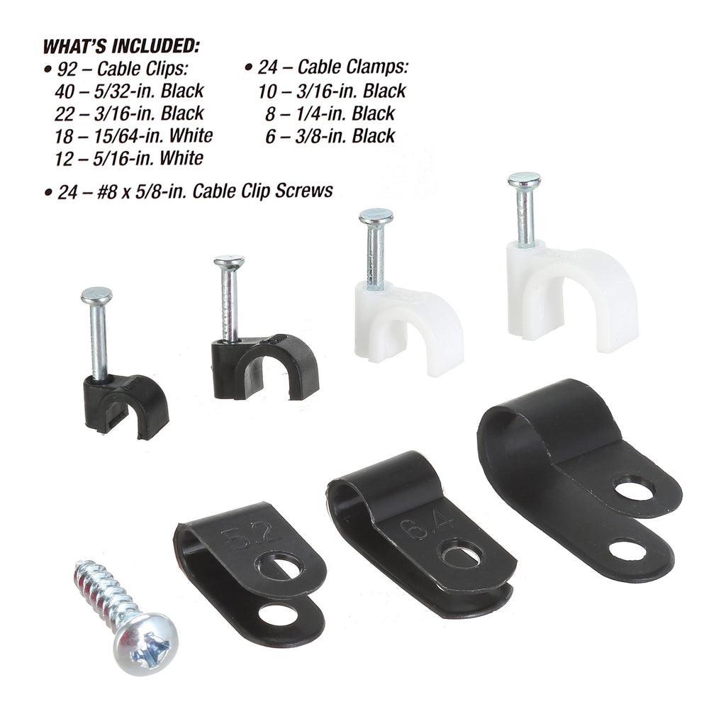 Hyper Tough Polypropylene 140-Piece Cable Clips and Clamp Set for Wood and Masonry - Image 3