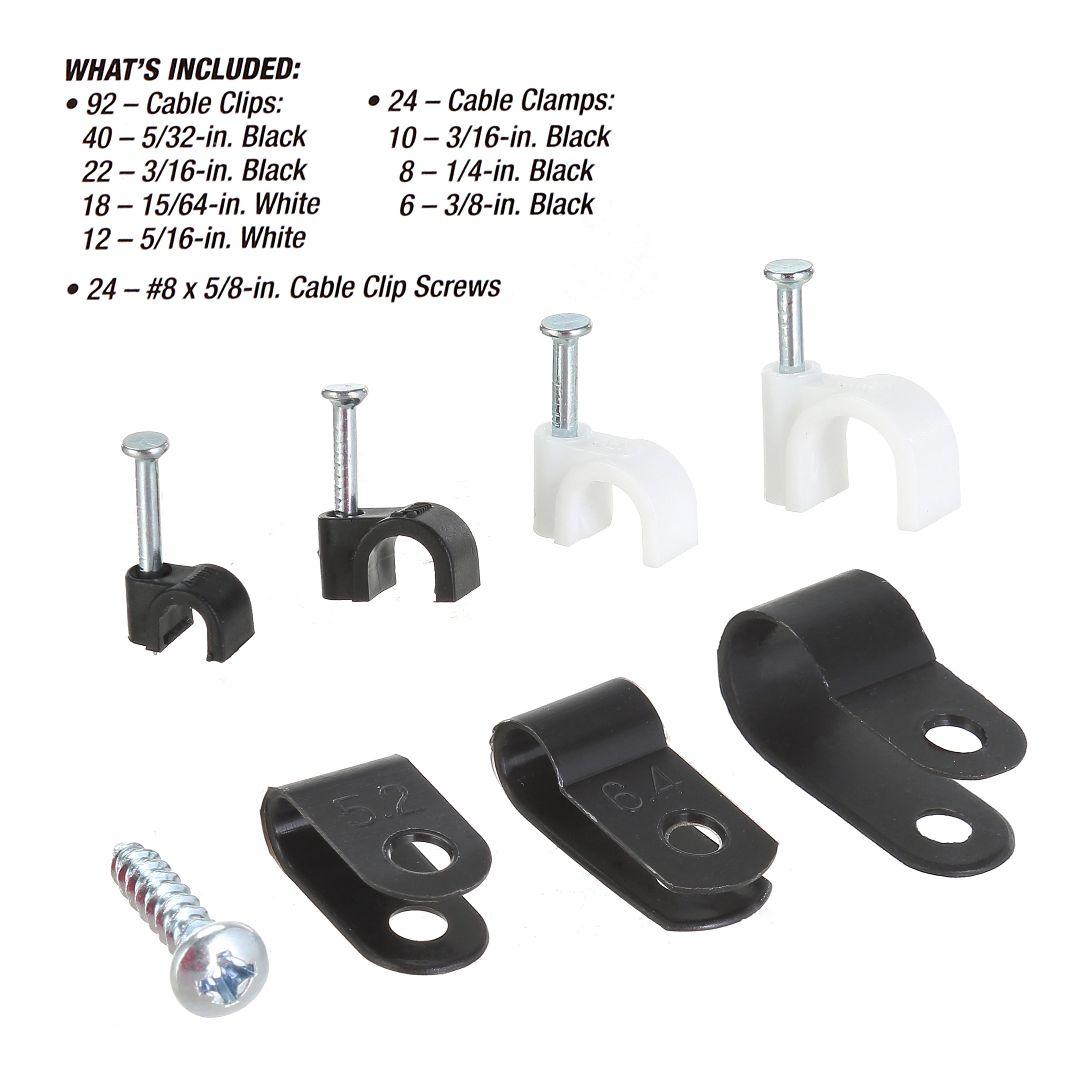 Hyper Tough Polypropylene 140-Piece Cable Clips and Clamp Set for Wood and Masonry - Image 3