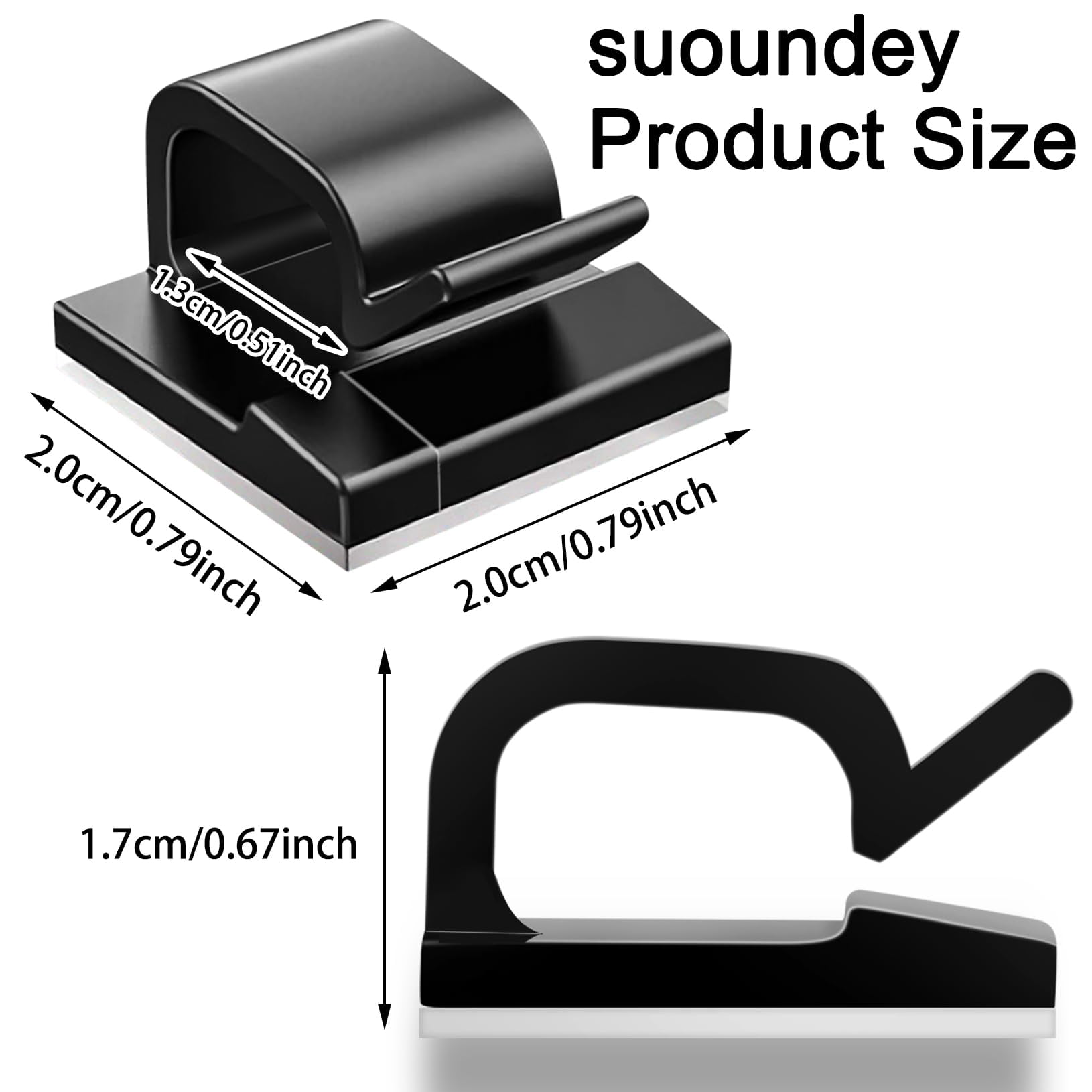 100 Pcs Cable Clips, Adhesive Cable Organizer Cord Holder Wire Clip Wire Management Self Adhesive Hooks Wire Holder for Office, Home (Black) - Image 2